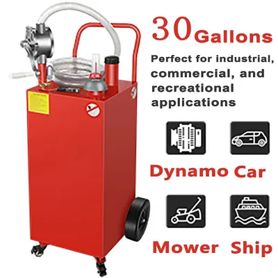 Buy 30 Gallon Gas Fuel Diesel Caddy Transfer Tank Rotary Pump Oil Container 9FT Hose • 200.99$