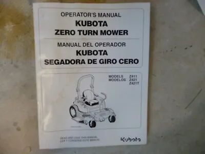 Buy Kubota Zero Turn Mower Owners Operator's Manual ZD321 ZD326 ZD331 • 1,020$