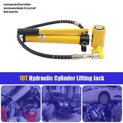 Buy 10 Ton Hydraulic Cylinder Jack Low Profile Porta Power Ram Single Acting+Pump • 100.70$