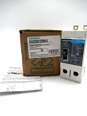 Buy OEM Siemens NGB2B015BNAV Molded Case Circuit Breaker 2P, 15A, 50/60Hz BRAND NEW • 849.50$