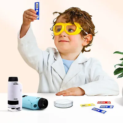 Buy Mini Pocket Microscope Kit 60X-120X Handheld Microscope With LED Light For Kids • 9.99$