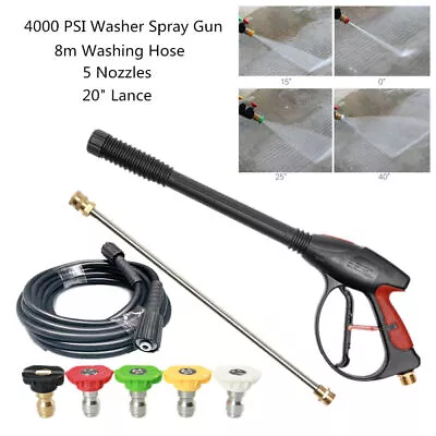 Buy 4000PSI High Pressure Washer Spray Gun W/ 20  Lance And 5 Nozzle Car Washing Kit • 43.09$