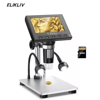 Buy Elikliv Digital Coin Microscope 1000X 4.3'' HD Lab Handheld For Kids Adults Used • 45.99$