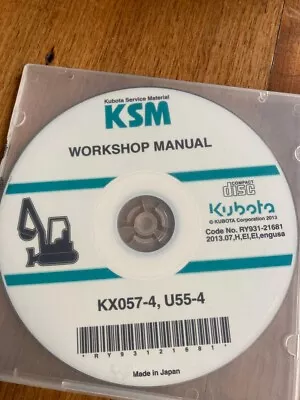 Buy Kubota KX057-4 U55-4 Service CD • 20$