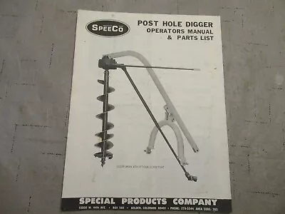 Buy SPEECO  Post Hole Digger Operators Manual & Parts List • 9$