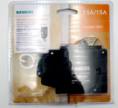 Buy Siemens Q1515AFCP 15A 120V 1-Pole Tandem Arc-Fault Circuit Breaker Type QTA • 49.99$