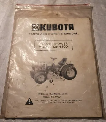 Buy Kubota Operator's And Parts Manual For Rotary Mower Model MR4800 • 10$
