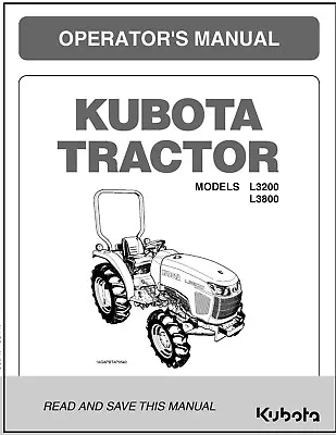 Buy D Tractor Operators Manual Fits Kubota L3200 & L3800 +LA525 + The Loader Manual • 9.71$