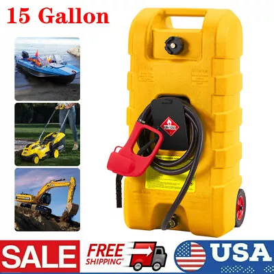 Buy 15 Gallon Gas Fuel Tank Caddy With Manual Pump, Diesel Fuel Container Yellow • 116.83$
