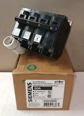 Buy New Siemens B350h00s01 50 Amp Bolt-on Circuit Breaker W/ Shunt 3 Pole 240 Vac • 269.99$