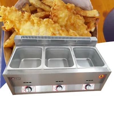 Buy LPG GAS 3 Pan Propane Bain-Marie Buffet Food Warmer Steam Table Gas Fryer 18L • 190$
