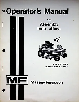 Buy Vtg Original Massey Ferguson MF 5 & 8 Riding Lawn Mower Operator Assembly Manual • 19.95$