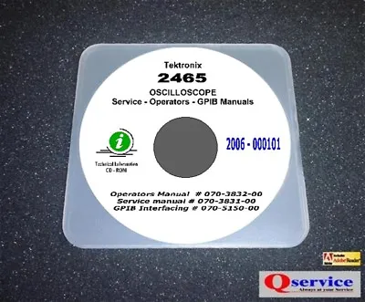 Buy Tektronix 2465 Oscilloscope Service + Operators + GPIB Manuals CD A3 Diagrams • 11.99$