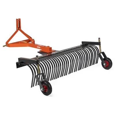 Buy Titan Attachments 3 Point 6 FT Landscape Rake With Bolt-On Wheels Fits Cat 1 • 1,009.99$