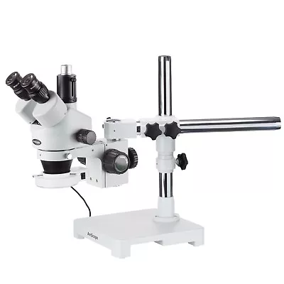 Buy AmScope 7X-45X Boom Stand Trinocular Zoom Stereo Microscope + 54 LED Light • 494.99$