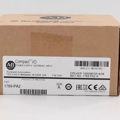 Buy Allen-Bradley 1769-PA2 CompactLogix AC Power Supply Factory Sealed NEW • 138$