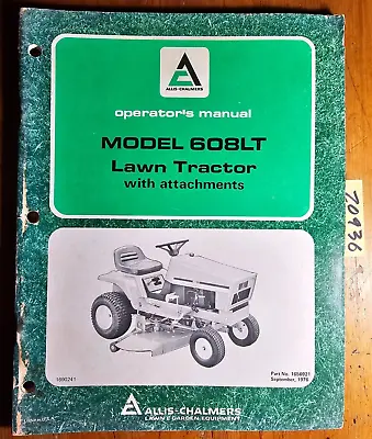 Buy Allis-Chalmers 608LT Lawn Tractor With Snowblower 1690241 Owner Operator Manual • 20$