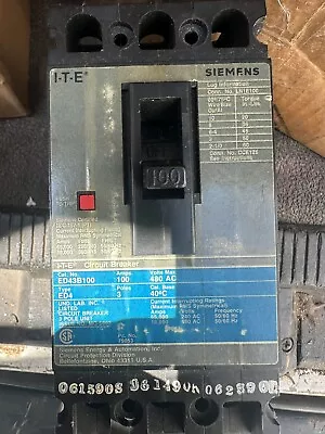 Buy ED43B100 - Siemens Lug In Panelboard 480V 100A 3 Pole Circuit Breaker 18kA@480V • 299.99$