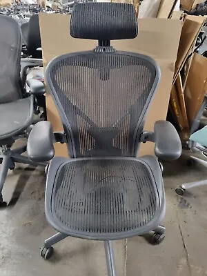 Buy Herman Miller Aeron Mesh Chair Medium B Fully Adjust Posture Fit Mesh Headrest • 659.97$