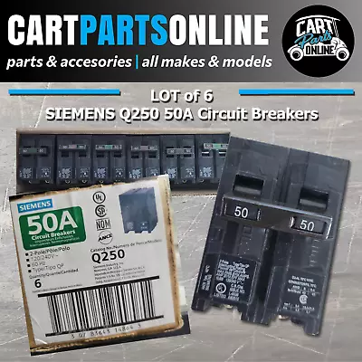 Buy LOT Of 6 - Siemens Q250 2-Pole 50-Amp 120/240V Plug-In Circuit Breakers • 72.97$