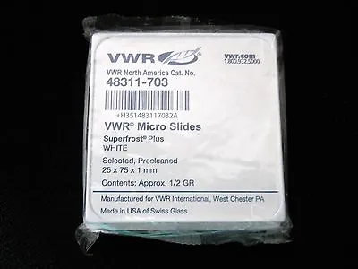 Buy (72) VWR Superfrost Plus Precleaned White Micro Slides, 25 X 75 X 1mm, 48311-703 • 24.74$