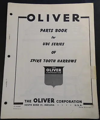 Buy Oliver Ubc Spike Tooth Harrow Parts Manual Form S2-9-g21-1  (272) • 14.29$