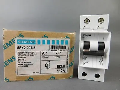 Buy Siemens 5SX2 201-5 A1 Miniature Circuit Breaker 2P 400V - NEW Surplus! • 11.88$