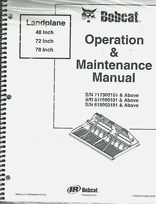Buy Bobcat 48 , 72 & 78  Landplane Attachment Operation & Maintenance Manual  New  • 29.95$