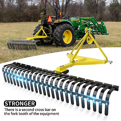 Buy 3 Point Landscape Rock Rake Category 1 Tractor Attachment Soil Gravel Lawn Mover • 618.99$