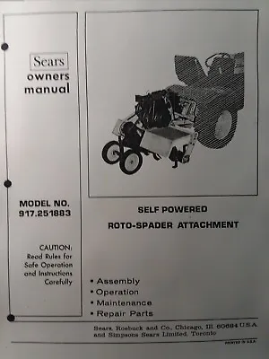 Buy Sears​ Garden Tractor 3-Point 8 Hp Tiller Owner & Parts Manual 917.251883 +Bonus • 57.79$