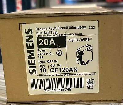 Buy Brand New SIEMENS QF120AN Breakers, GFCI  Plug On 1P 20A Ground Fault • 41$