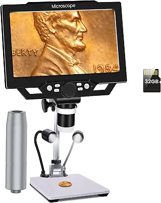 Buy Electric Microscope Camera 9  Screen 1600X Digital Soldering Magnifier For Coin • 119$