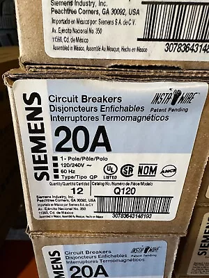 Buy Siemens Q120 120V/240V Circuit Breaker (NEW) (BOX Of 12) • 65$