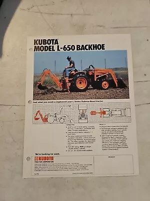Buy Original 1979 Kubota L-650 BACKHOE Brochure Spec Sheet  • 8.95$