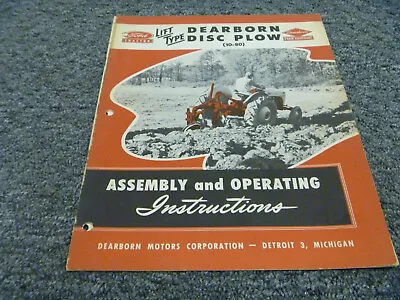 Buy Ford Dearborn Lift Type Disc Plow Assembly Owner Operator Manual User Guide • 104.30$