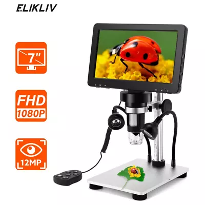 Buy Elikliv Digital Microscope 7'' Screen 1200X Coin Insect Stamp Magnifier Camera  • 80$