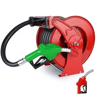 Buy Diesel Fuel Hose Reel 1x50'' Red W/ Green Fuel Gun Heavy Dust For Aircraft Ship • 379.99$