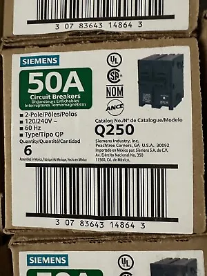 Buy Siemens Q250 2 Pole 50 Amp 120/240v Type QP Plug On New Box Of 6 Pcs • 74$