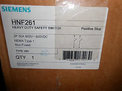 Buy Siemens Hnf261 Disconnect 30 Amp 600 Volt Safety Switch • 50$