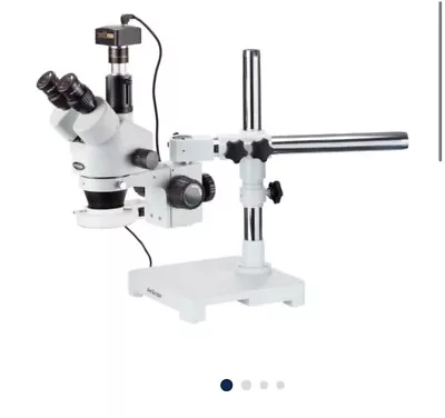 Buy AmScope Trinocular LED Boom Stand Stereo Zoom Microscope With 5MP Camera - White • 221.25$