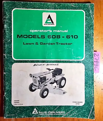 Buy Allis-Chalmers 608 610 Lawn Garden Tractor Mower Vacuum Tiller Snow Manual '74  • 20$