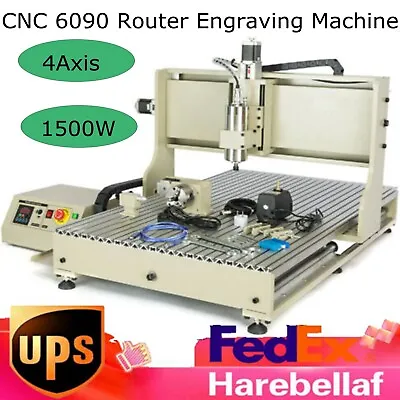 Buy 4 AXIS 6090 CNC ROUTER ENGRAVER MILLING DRILLING MACHINE 1.5KW VFD USB Machine • 1,852.50$