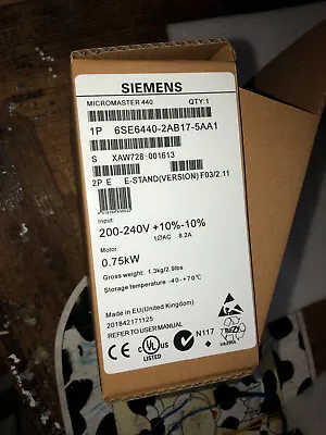 Buy New Siemens 6SE6440-2AB17-5AA1 Inverter 6SE64402AB175AA1 Expedited Shipping • 566$