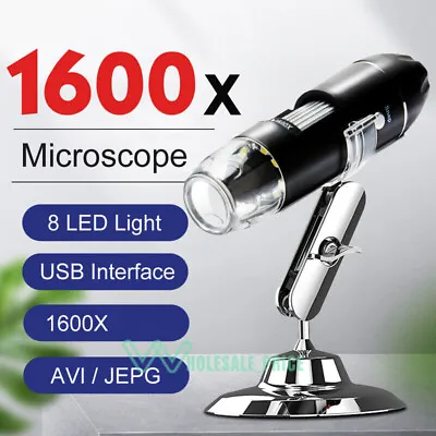 Buy 8 Led 1600X Zoom HD USB Digital Microscope Endoscope Magnifier Camera With Stand • 21.09$