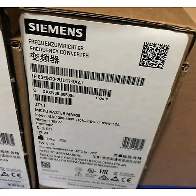 Buy New Siemens 6SE6420-2UD17-5AA1 6SE64202UD175AA1 MICROMASTER420 Without Filter • 296.57$