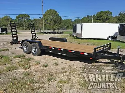 Buy NEW 2024 7 X 20 14K Flatbed Heavy Duty Wood Deck Equipment Trailer W/ Dove Tail • 6,395$