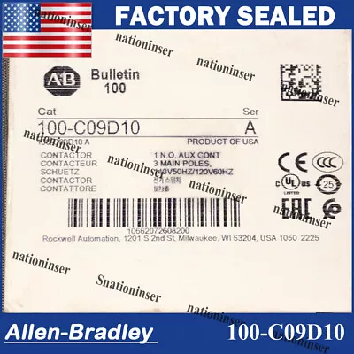 Buy Allen Bradley 100-C09D10 IEC Contactor 9 AMP 120VAC New AB 100 C09D10 • 57.50$