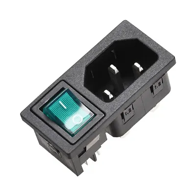 Buy IEC320 C14 Inlet Module Male Power Socket W Switch AC 250V 10A Green 1pcs • 7.80$