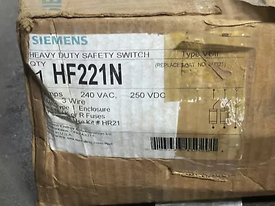 Buy New Siemens Hf221n 30a 240v 2p Heavy Duty Fusible Safety Switch Free Shipping! • 129$