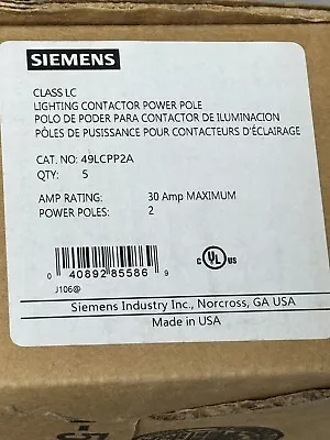 Buy Siemens 49LCPP2A 30A 2P Class LC Lighting Contactor Power Pole NEW (LOT OF 5) • 120$